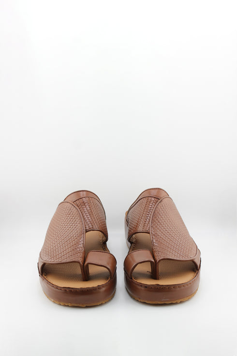 DFC Relax Men Embossed Print Leather Slide Sandals